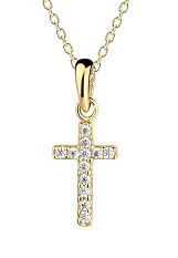 adorable small gold plated cubic zirconia baby cross necklace